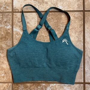 Teal Sports Bra with Crossback Straps